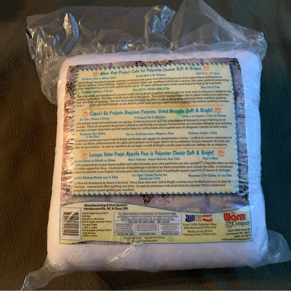 New The Warm Company Soft and Bright polyester batting. Full size. 90” x 96”. - Picture 5 of 8